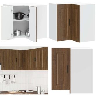 vidaXL Pensile da Cucina ad Angolo Porto Rovere Marrone in Truciolato - Mobile da parete - Archiviazione angolare