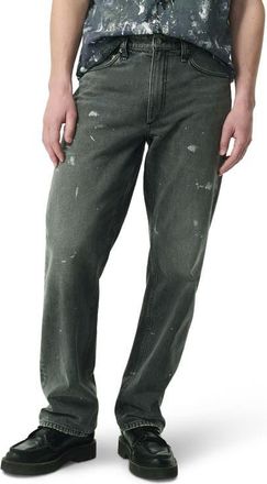 Rag & Bone Fit 4 Authentic Paint Splatter Rigid Straight Leg Jeans in Painted Charcoal at Nordstrom, Size 32 X 32