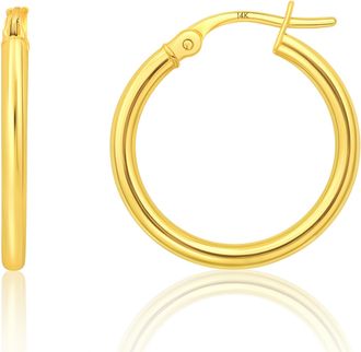 MAX + STONE 14k Yellow or White Gold 2mm Thick Tube Hoop Earrings 12MM to 50MM