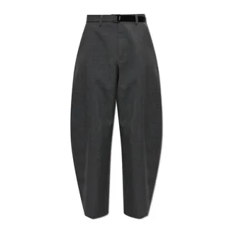 sacai Heren, Broeken, Grijs, Maat: L Wol