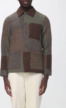 Sebago Giacca-camicia in lana patchwork con colletto in velluto