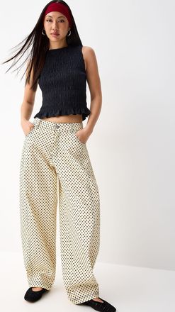 Twik Womens Polka-dotted barrel-leg jean