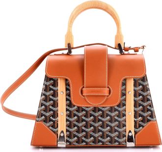 Goyard Saigon Top Handle Bag Coated Canvas with Leather PM