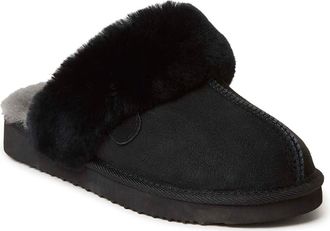 Dearfoams Fireside Sydney Genuine Shearling Scuff Slipper in Black at Nordstrom, Size 11