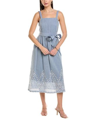 Julia Jordan Embroidered Denim Midi Dress