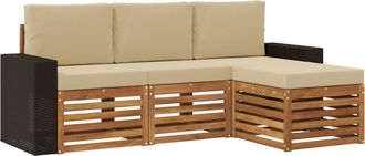 vidaXL Conjunto De Sof&aacute;s De Exterior 4 Uds. Natural Y Beige Vidaxl