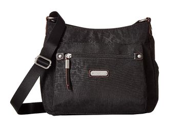 Baggallini New Classic Uptown Bagg with RFID Phone Wristlet Womens Handbags Black Cheetah, Nylon