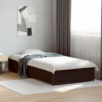 vidaXL Estructura De Cama Madera De Ingenier&iacute;a Y Metal Negra 75x190 Cm Vidaxl
