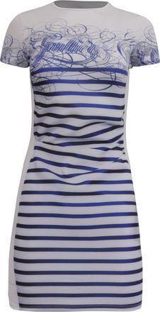 Jean Paul Gaultier The Calligraphie Marini&egrave;re Mini Dress in Blue Polyester