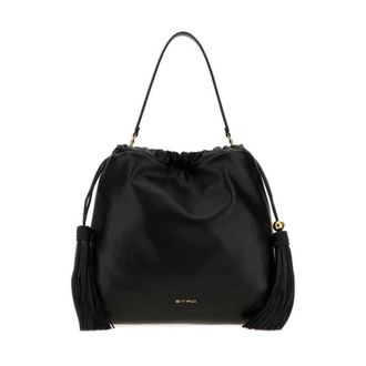 Etro Black Leather Medium Kalispera Bucket Bag Nero Borse A Mano