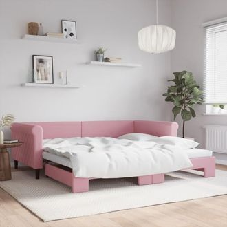 vidaXL Sof&aacute; Cama Nido Terciopelo Rosa 100x200 Cm Vidaxl