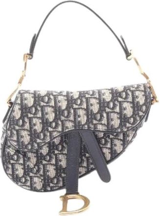 Dior Pre-owned Saddle Mini Oblique Jacquard Handtas - Dames - Vintage Schoudertas - Beige - ONE Size - Leer - Vintage