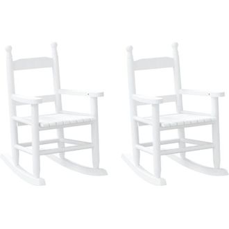 vidaXL Vidaxl - Mecedoras Para Ni&ntilde;os 2 Uds Madera Maciza De &Aacute;lamo Blancas