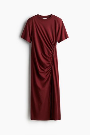 H&M T-Shirt-Kleid mit Schulterpolstern - Dunkelrot