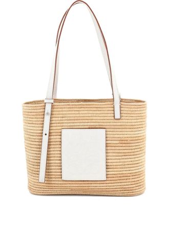 Loewe Square Basket Woven Raffia Small tote bag - Neutrals