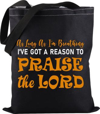 Generic Christian Tote Bag As Long As Im Breathing Ive Got a Reason to Praise the Lord Jesus Gift (Praise the Lord TOTE)