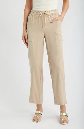 Anne Klein Tie Waist Crop Pants in Safari at Nordstrom, Size X-Small