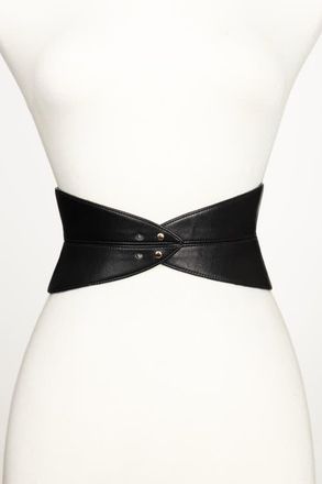 Raina Corset Leather Belt in Black at Nordstrom, Size Small