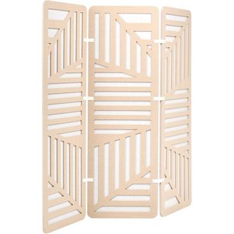 Beliani Biombo Con 3 Paneles Para Mayor Privacidad Separador De Ambientes Para Oficina En Beige Con Blanco Crema Futura