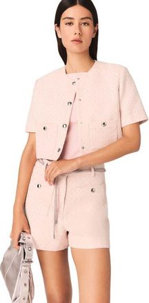 Maje Short-sleeved tweed jacket in Pink at Nordstrom, Size 38 Eu