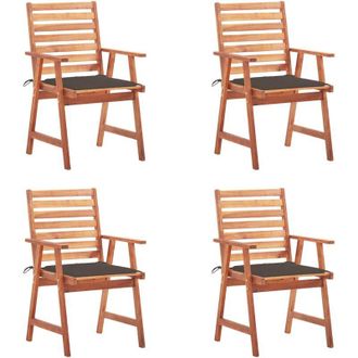 vidaXL Vidaxl - Sillas Comedor De Jard&iacute;n Y Cojines 4 Uds Madera Maciza Acacia