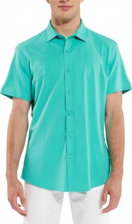 Steele Solid Knit Stretch Short Sleeve Shirt In Lake