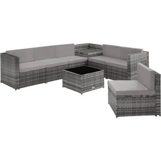 TecTake Garden Furniture Set Verona in Grey | Size: 6 Person