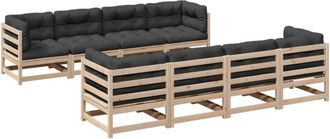 vidaXL Juego De Sof&aacute;s De Jard&iacute;n 9 Pzas Con Cojines Madera Maciza Pino Vidaxl