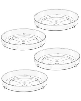 Sorbus Pack Of Four 9In Flat Clear Lazy Susan Organizers