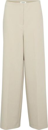 Soaked In Luxury Broeken, Dames, Beige, L, Wijde Lange Broek Havermeel