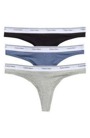 Calvin Klein Balance 3-Pack Thongs in Black/gr Hea/scorched Denim at Nordstrom Rack, Size X-Large