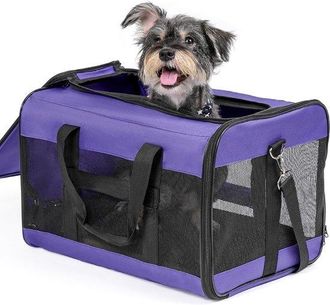 No Brand Caja De Transporte Blanda Para Perros Y Gatos, Transport&iacute;n Plegable Para Perros De Hasta 9 Kg, Ideal Para Viajar Con Mascotas, Morado, Grande