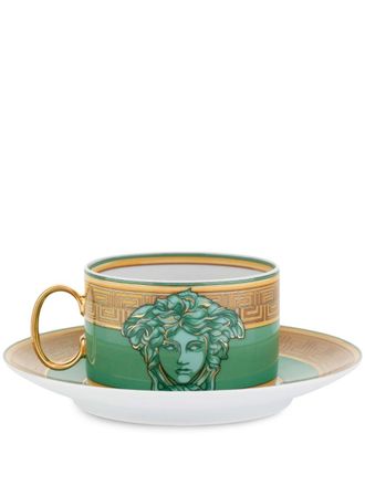Versace Set tazza con piattino Medusa Coin - Verde