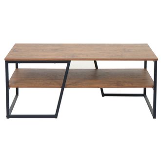 Hhg Mesa De Centro Hhg 131, Mesa De Sal&oacute;n Mesa Auxiliar Mesa De Sof&aacute;, Estante De Metal Estructura 3d 46x110x60cm, Aspecto Roble Salvaje