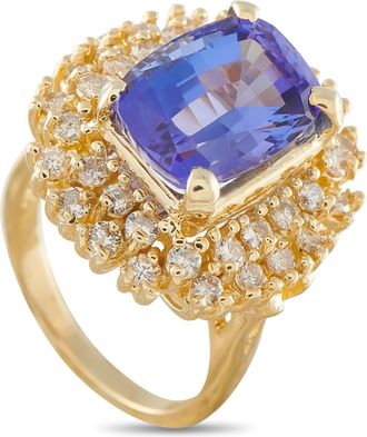Luxury Bazaar 14K Yellow Gold 0.92ct Diamond and Tanzanite Ring MF17-050526