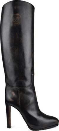 Ralph Lauren Remmy Hoge Laarzen - Dames - Laarzen met Hak - Bruin - 38 EU - Leer - Schoenen