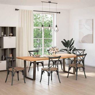 Berkfield Home Dining Table Legs V-Shape 2 pcs Natural Steel 80x(72-73.3) cm Steel in Brown