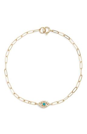 Anzie Cléo Evil Eye Pendant Bracelet in Turquoise/Aqua at Nordstrom, Size 6.75