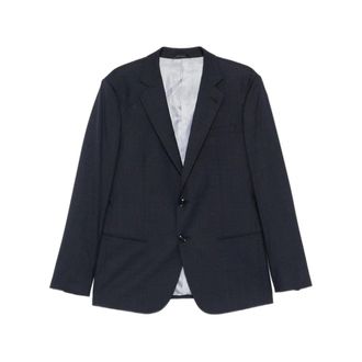 Giorgio Armani Blazers, male, Blue, Size: 2XL Notch Lapel Blazer