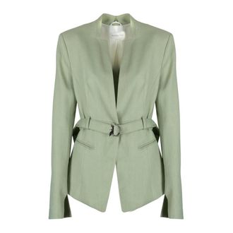 Patrizia Pepe Blazer met drukknoopsluiting - Dames - Jassen - Groen - Maat: M Linnen