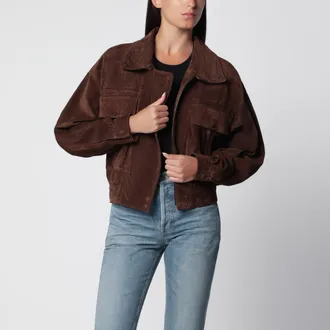 Saint Laurent Vintage suede leather jacket in ebony brown