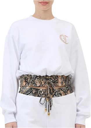Just Cavalli Slangenprint Sweater - Dames - Sweatshirts - Wit - M - Katoen - Hoodies & sweatvesten