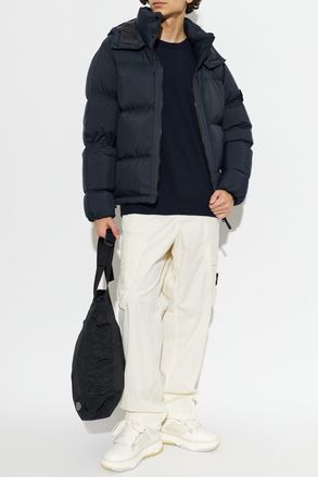 Stone Island Quilted Jacket With Hood, Mens, Navy Blue