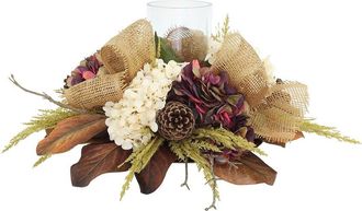 Creative Displays Inc. Fall Candleholder Centerpiece With Hydrangeas & Pinecones