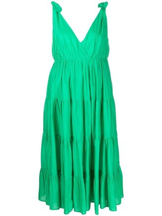 Merlette adjustable tie straps cotton dress - Green