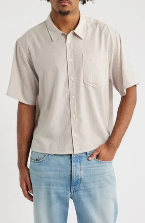 Elwood Banquet Stripe Short Sleeve Button-Up Shirt in Cream Stripe at Nordstrom, Size Xx-Large