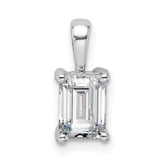 Diamond2Deal 14k White Gold 1 Ct Emerald Cut Lab Grown Diamond Pendant