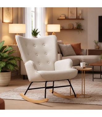 Muemue Sill&oacute;n Mecedora Poli&eacute;ster Beige 91x68x85cm