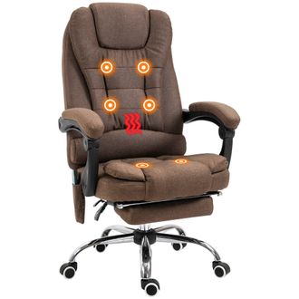 Vinsetto Ergonomic Heated 6 Points Vibration Massage Office Chair Brown | TJ Hughes