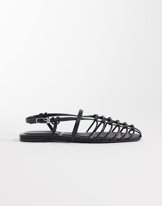 Calvin Klein Jeans - Ballerine in pelle con fascette nere-Nero